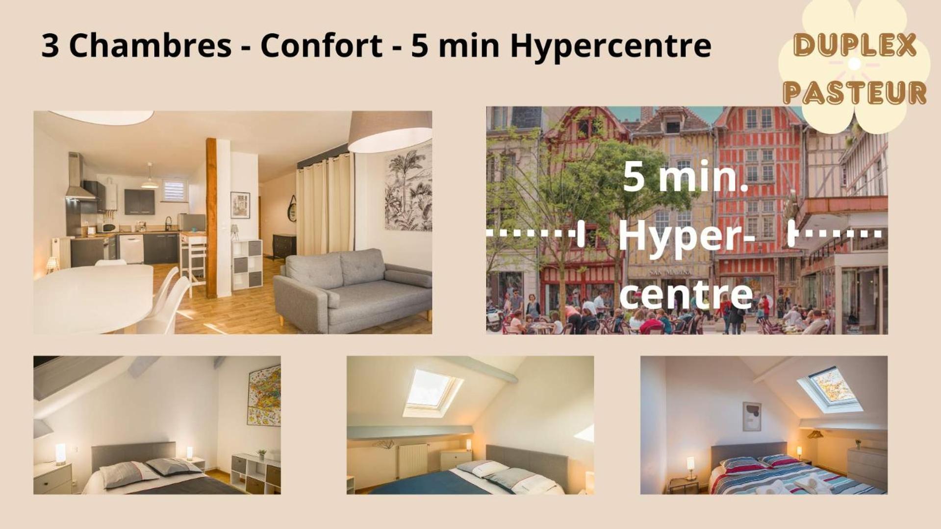 Le Duplex Pasteur - 5 Min Hypercentre - Ideal Groupe - Parking Gratuit Apartment Troyes
